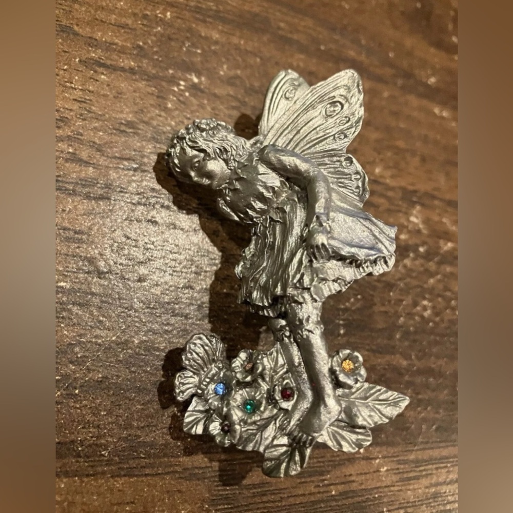 Vintage Estate Women’s Brooch Makers Mark JP45 Fairy Floral Silver Tone 31.8g